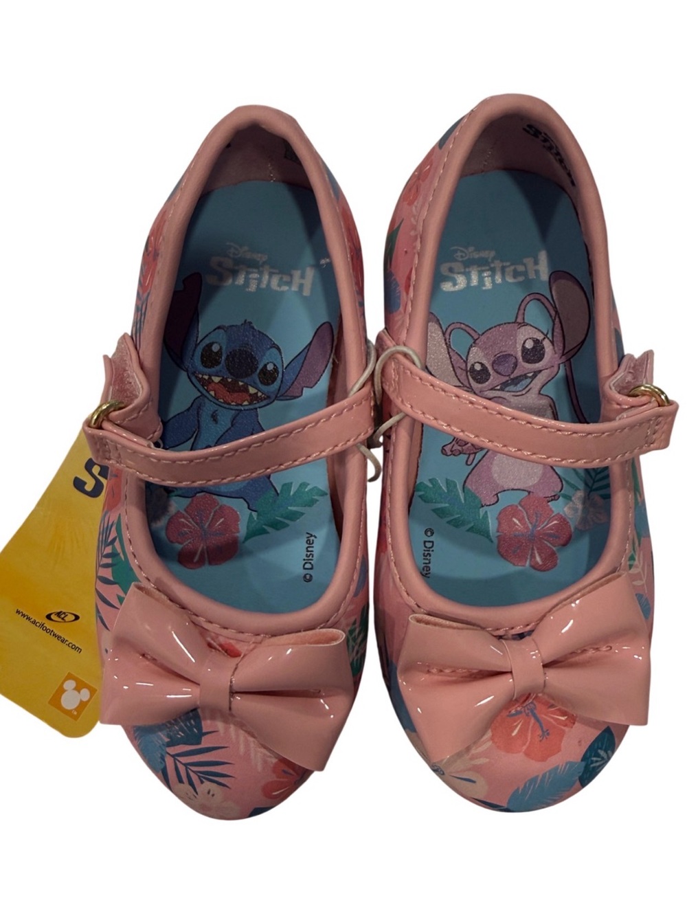 NWT Disney Pink Stitch Mary Jane Flats with Bow size 6T (toddler)
